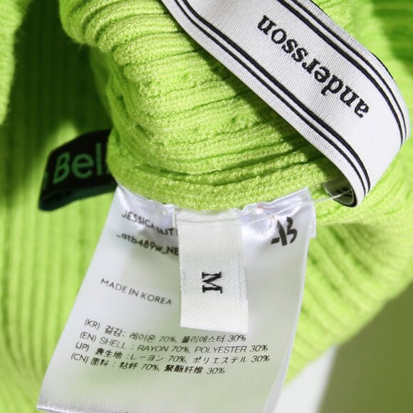 Andersson Bell Jessica Embellished Cutout Neon Cable-Knit Turtleneck Sweater - Picture 16 of 16